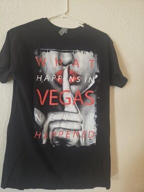 Black Graphic 'What Happens in Vegas' Short Sleeve Tee